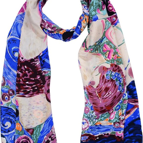 Women 100% Silk Scarves Van Gogh Painted Scarf - Picture 2 of 7